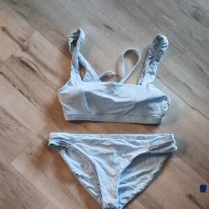 Light Gray Ruched Strap Bikini Set